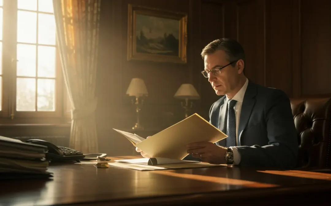 A Banker Reviewing a Mortgage